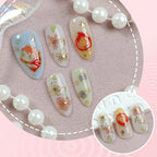 Press-On Nail Set Character & Floral Designs Multiple Sizes