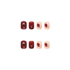 Press-On Nail Set Checkered & Glitter Self-Adhesive Reusable