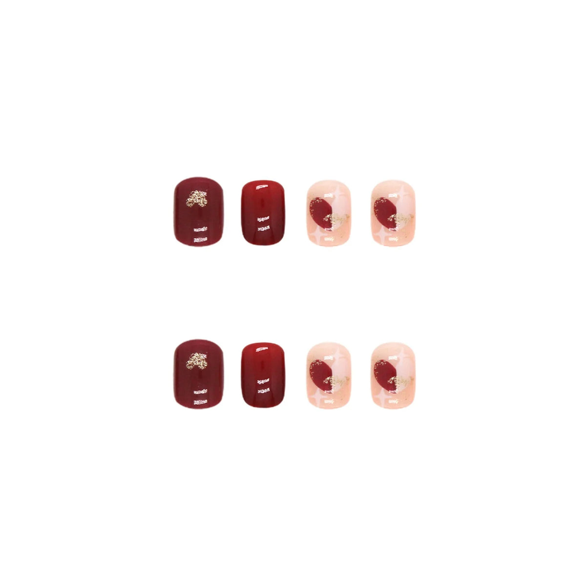 Press-On Nail Set Checkered & Glitter Self-Adhesive Reusable