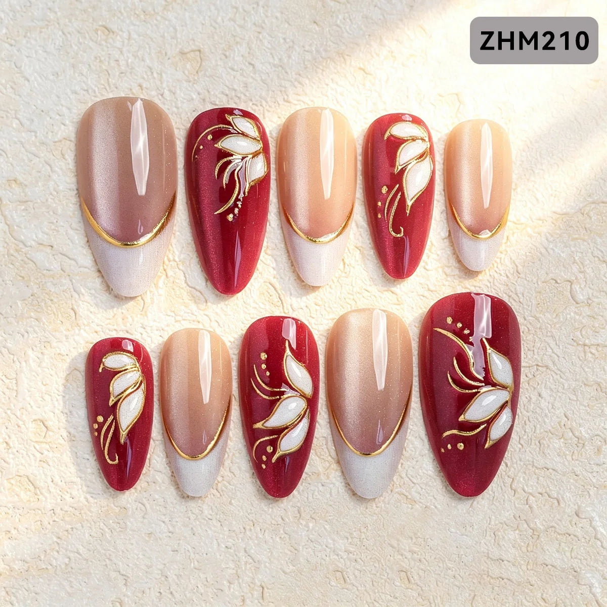 Press-On Nail Set Cherry Blossom 24-Piece Pre-Applied Adhesive