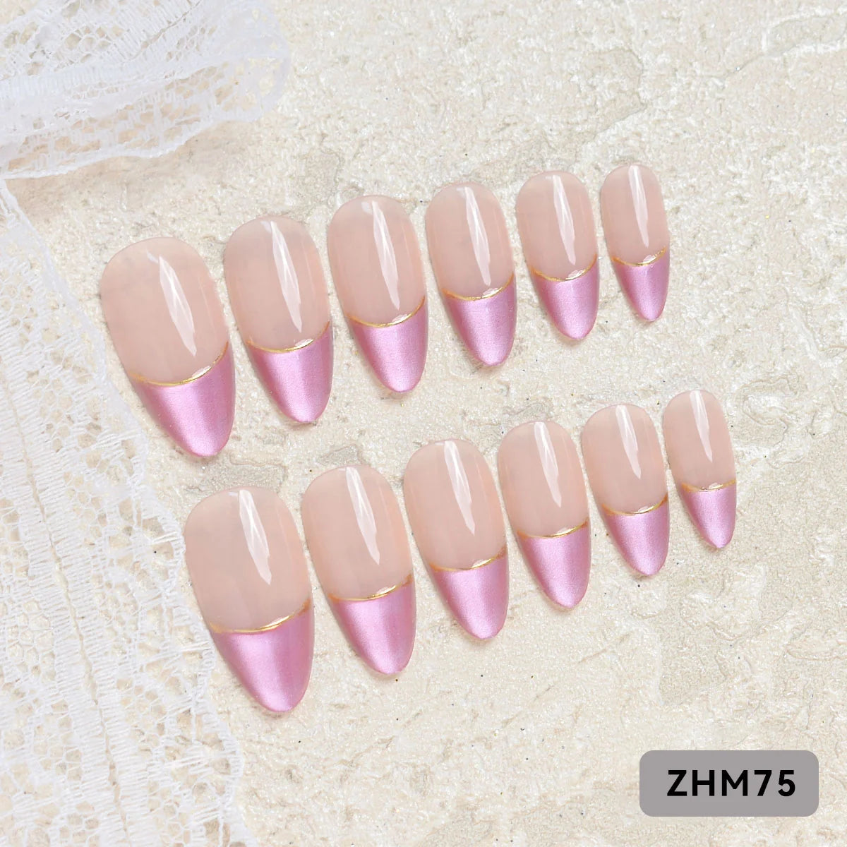 Press-On Nail Set Cherry Blossom 24-Piece Pre-Applied Adhesive