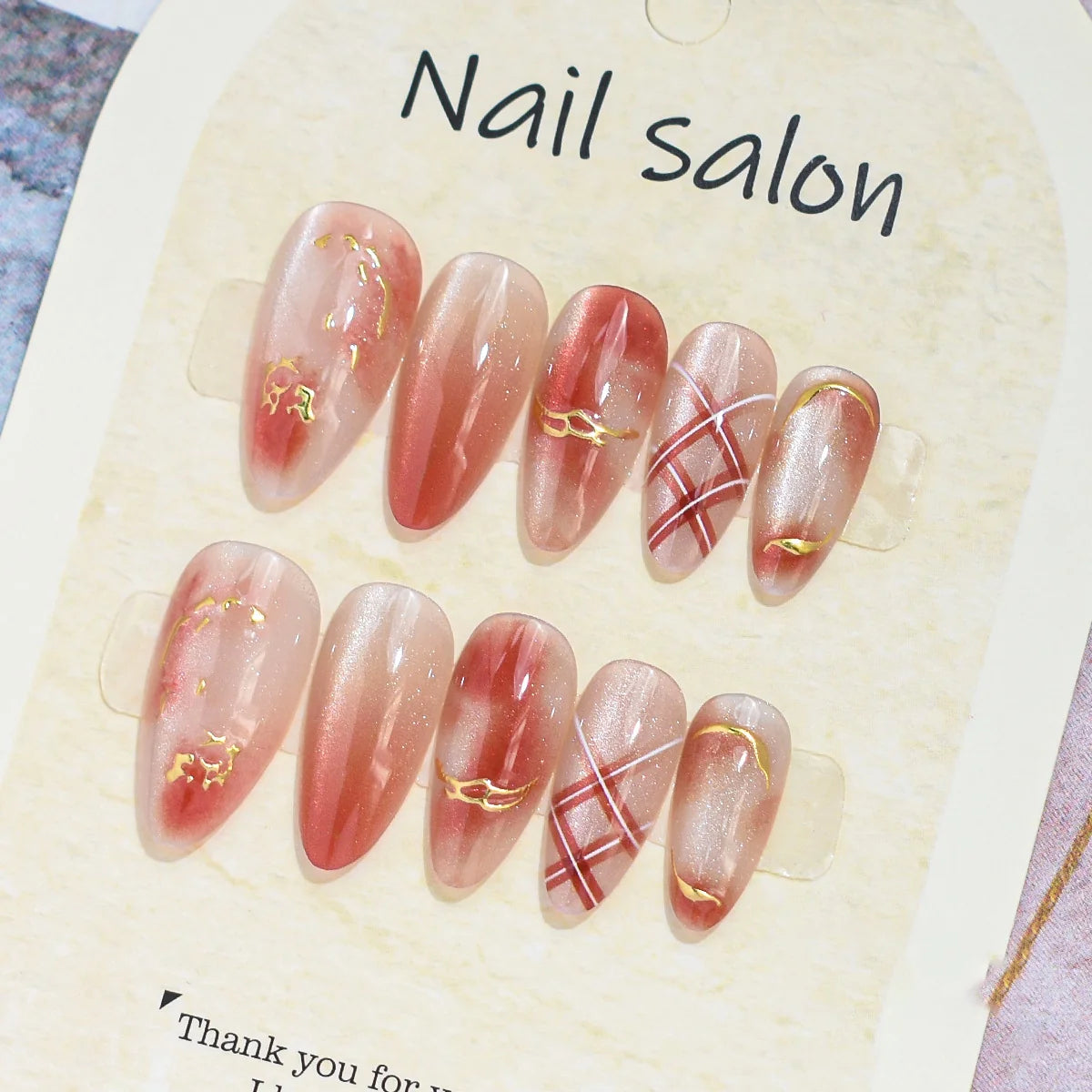 Press-On Nail Set Cherry Blossom 24-Piece Pre-Applied Adhesive