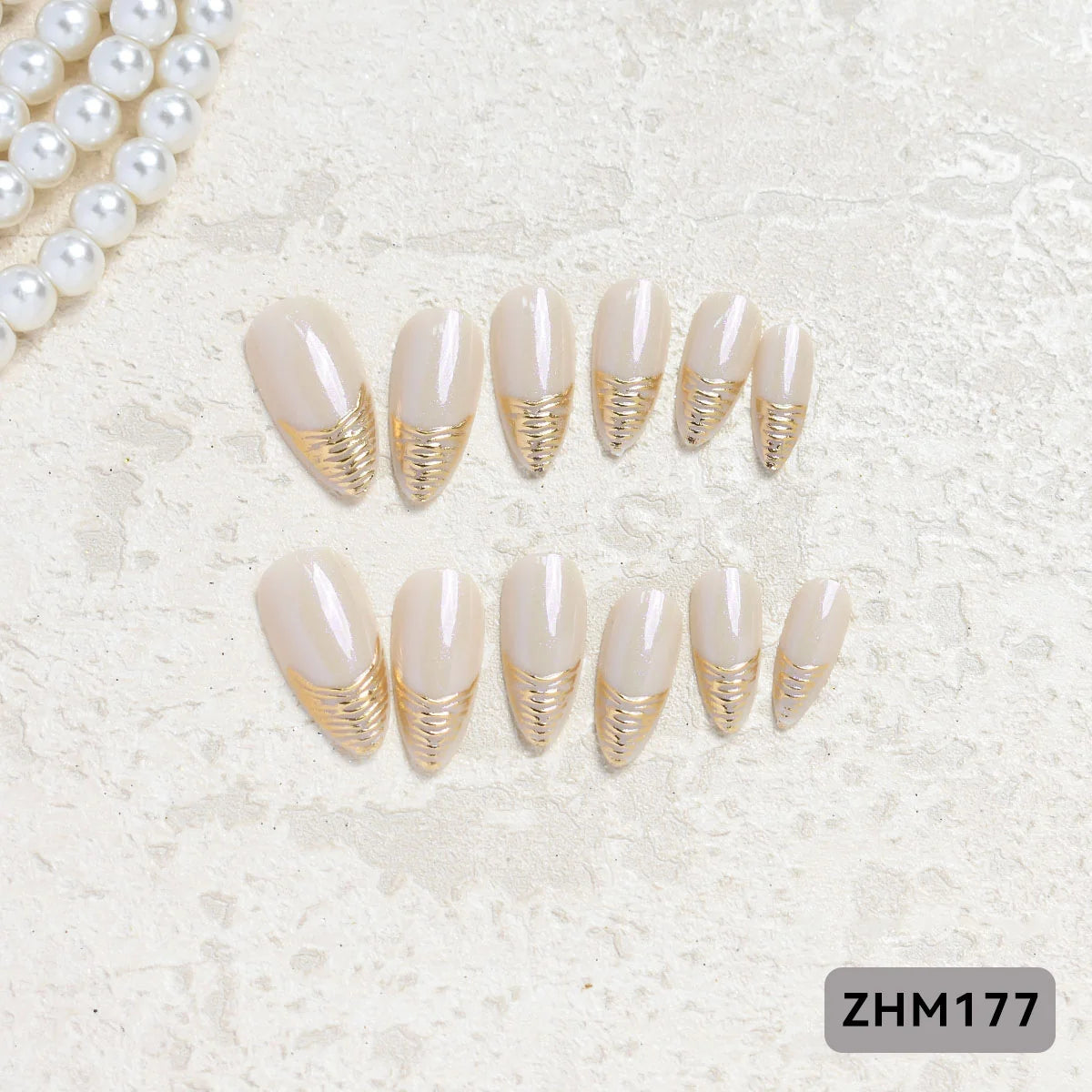 Press-On Nail Set Cherry Blossom 24-Piece Pre-Applied Adhesive
