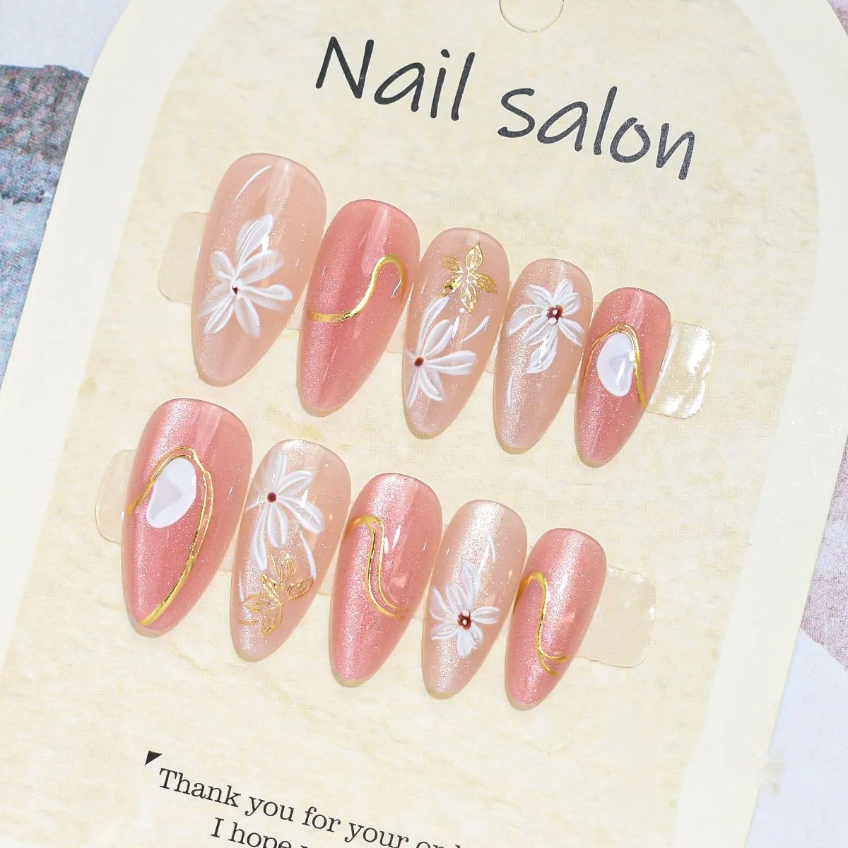 Press-On Nail Set Cherry Blossom 24-Piece Pre-Applied Adhesive