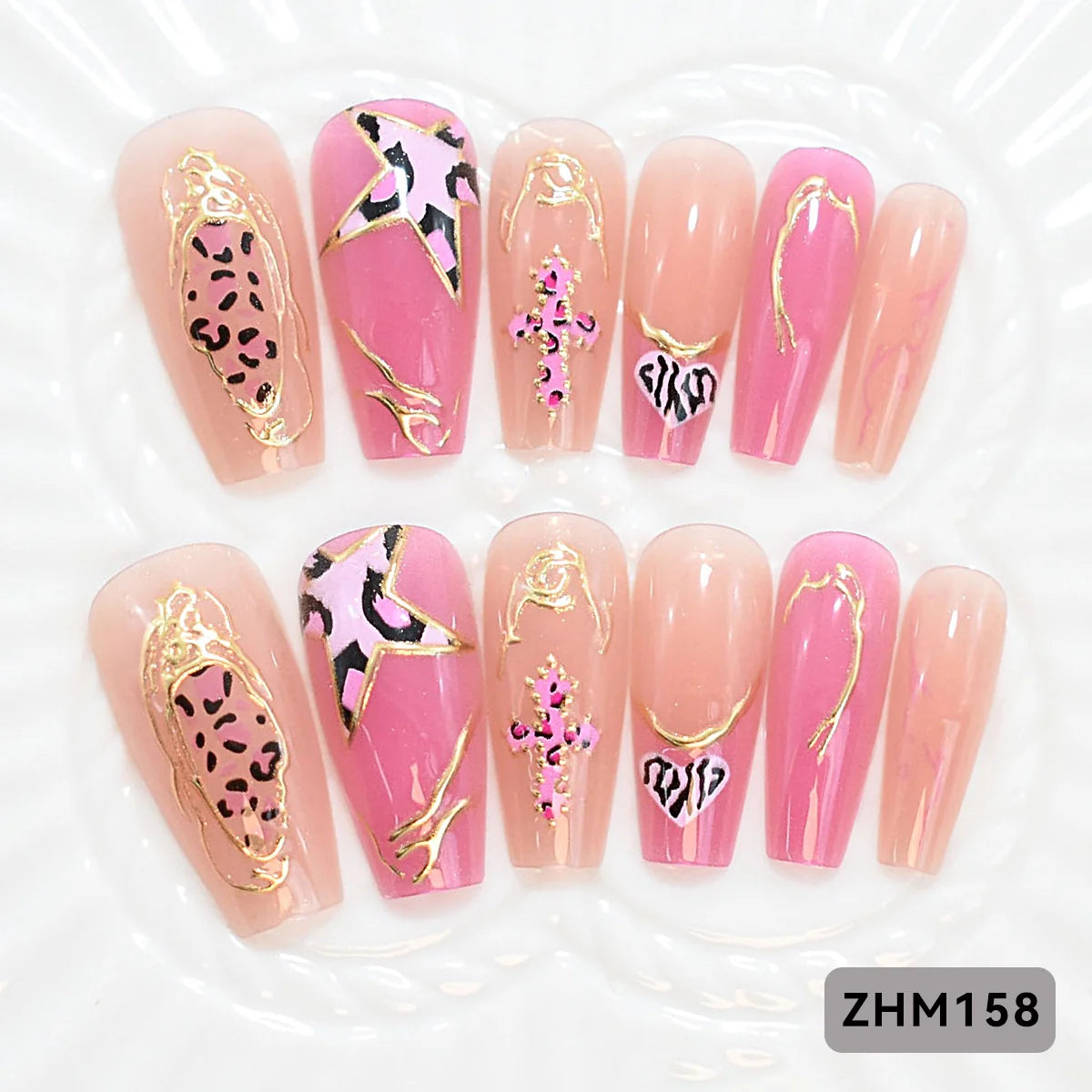 Press-On Nail Set Cherry Blossom 24-Piece Pre-Applied Adhesive