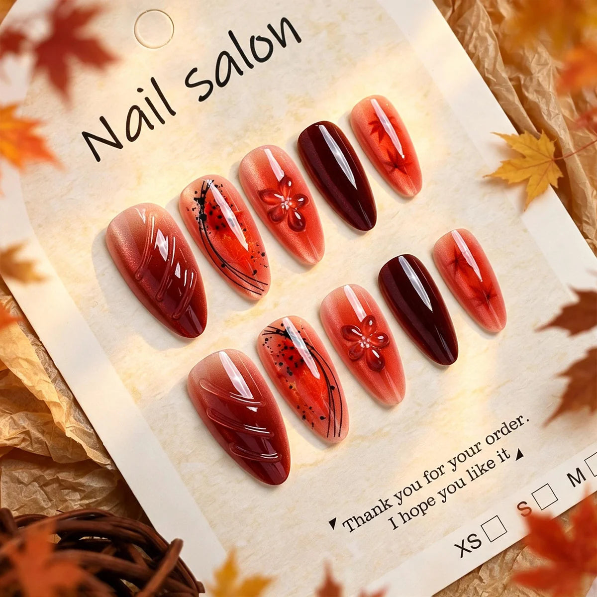 Press-On Nail Set Cherry Blossom 24-Piece Pre-Applied Adhesive