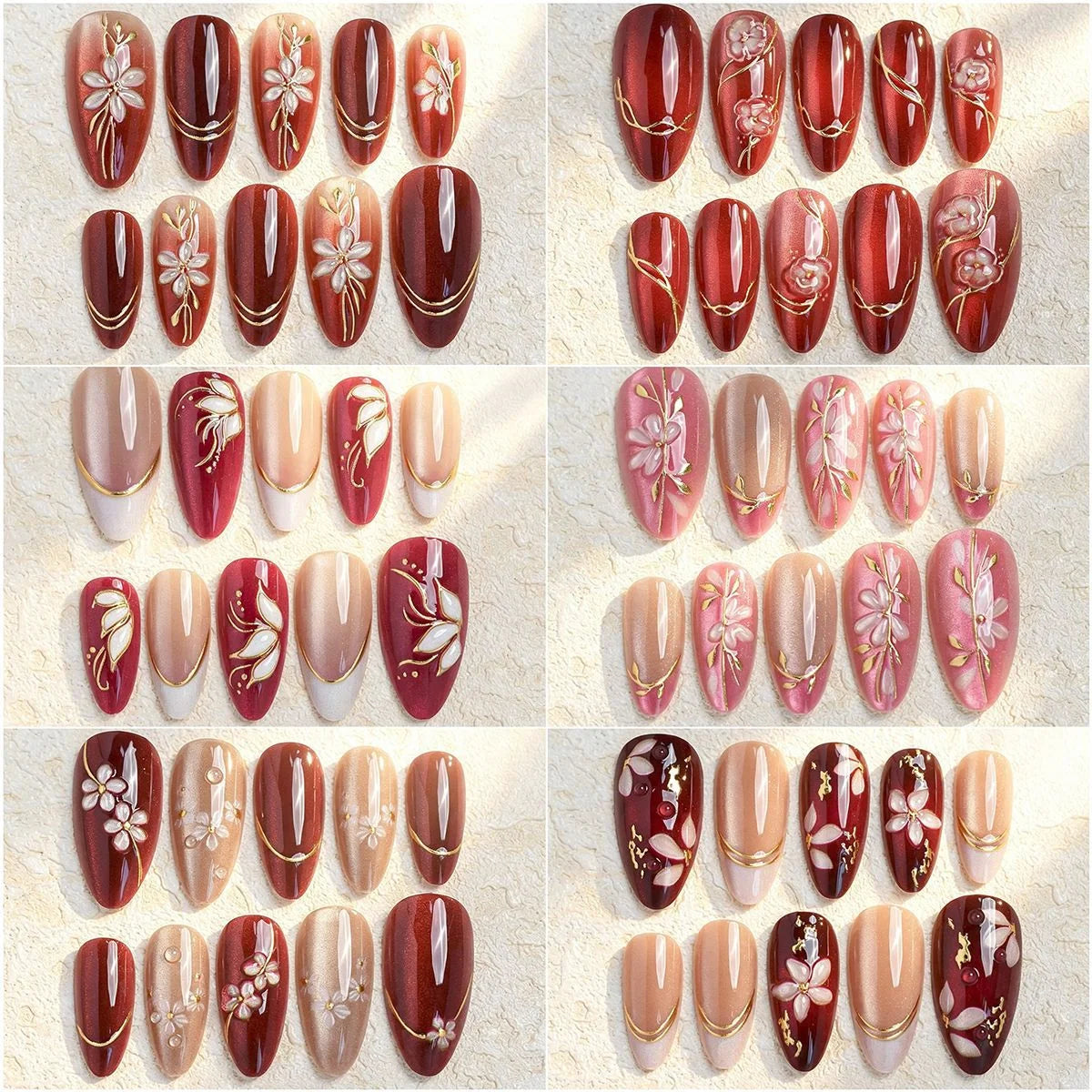 Press-On Nail Set Cherry Blossom 24-Piece Pre-Applied Adhesive
