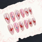 Press-On Nail Set Cherry Blossom 24-Piece Pre-Applied Adhesive