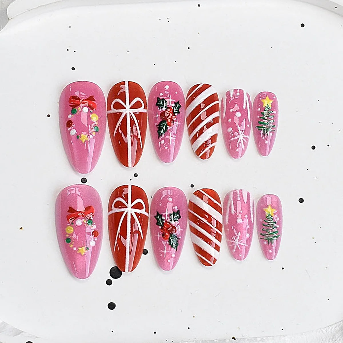 Press-On Nail Set Cherry Blossom 24-Piece Pre-Applied Adhesive