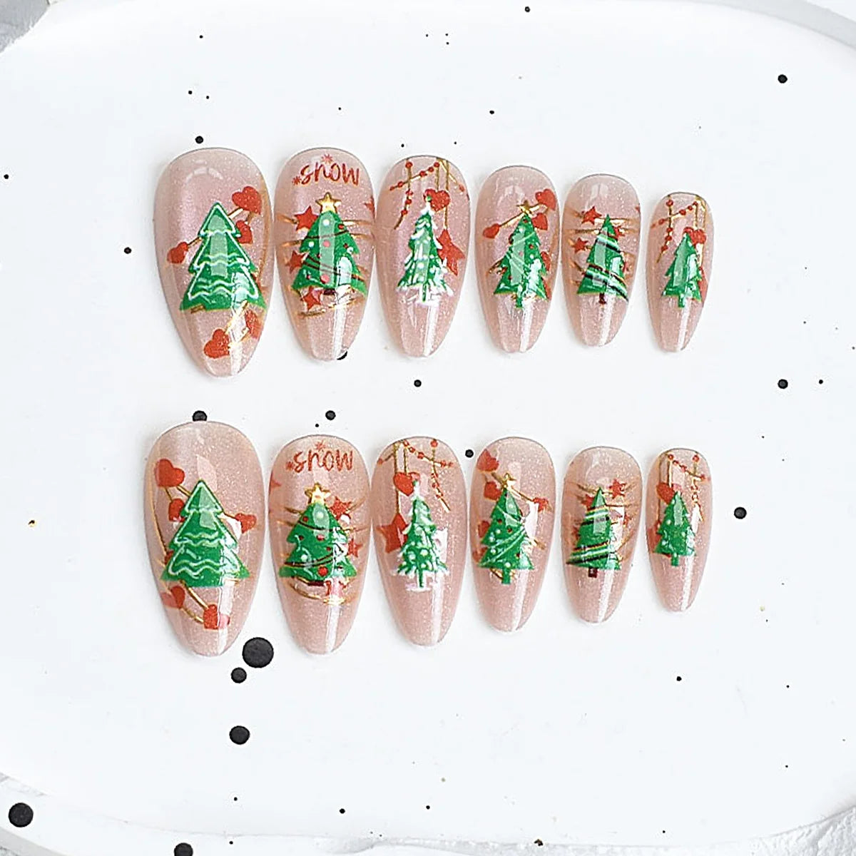 Press-On Nail Set Cherry Blossom 24-Piece Pre-Applied Adhesive