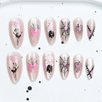 Press-On Nail Set Cherry Blossom 24-Piece Pre-Applied Adhesive