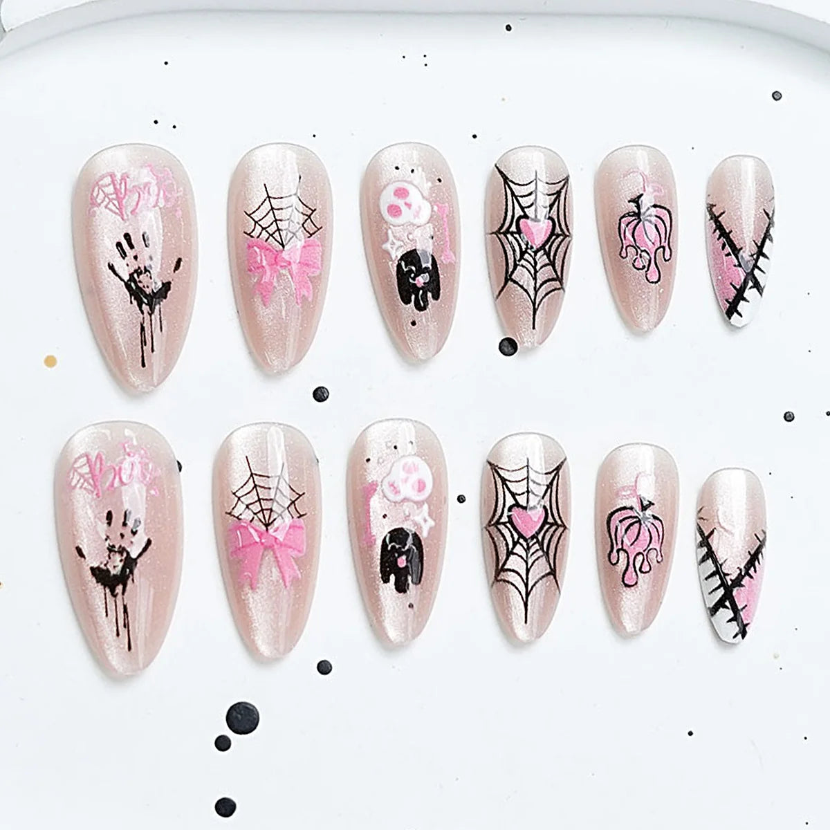 Press-On Nail Set Cherry Blossom 24-Piece Pre-Applied Adhesive