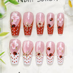 Press-On Nail Set Cherry Blossom 24-Piece Pre-Applied Adhesive
