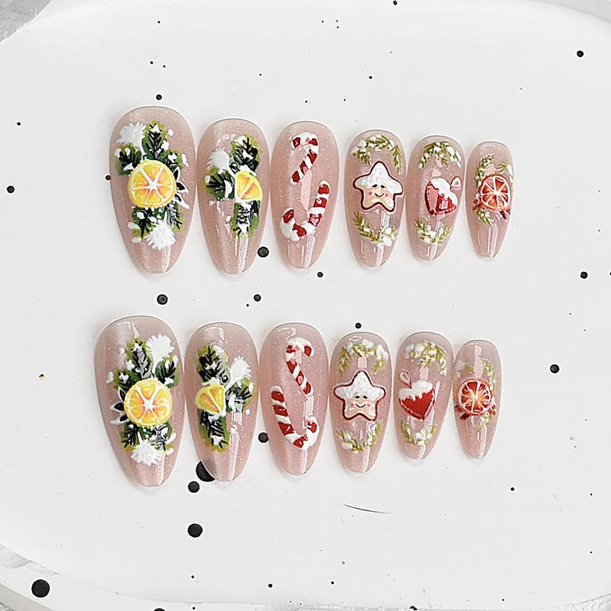 Press-On Nail Set Cherry Blossom 24-Piece Pre-Applied Adhesive