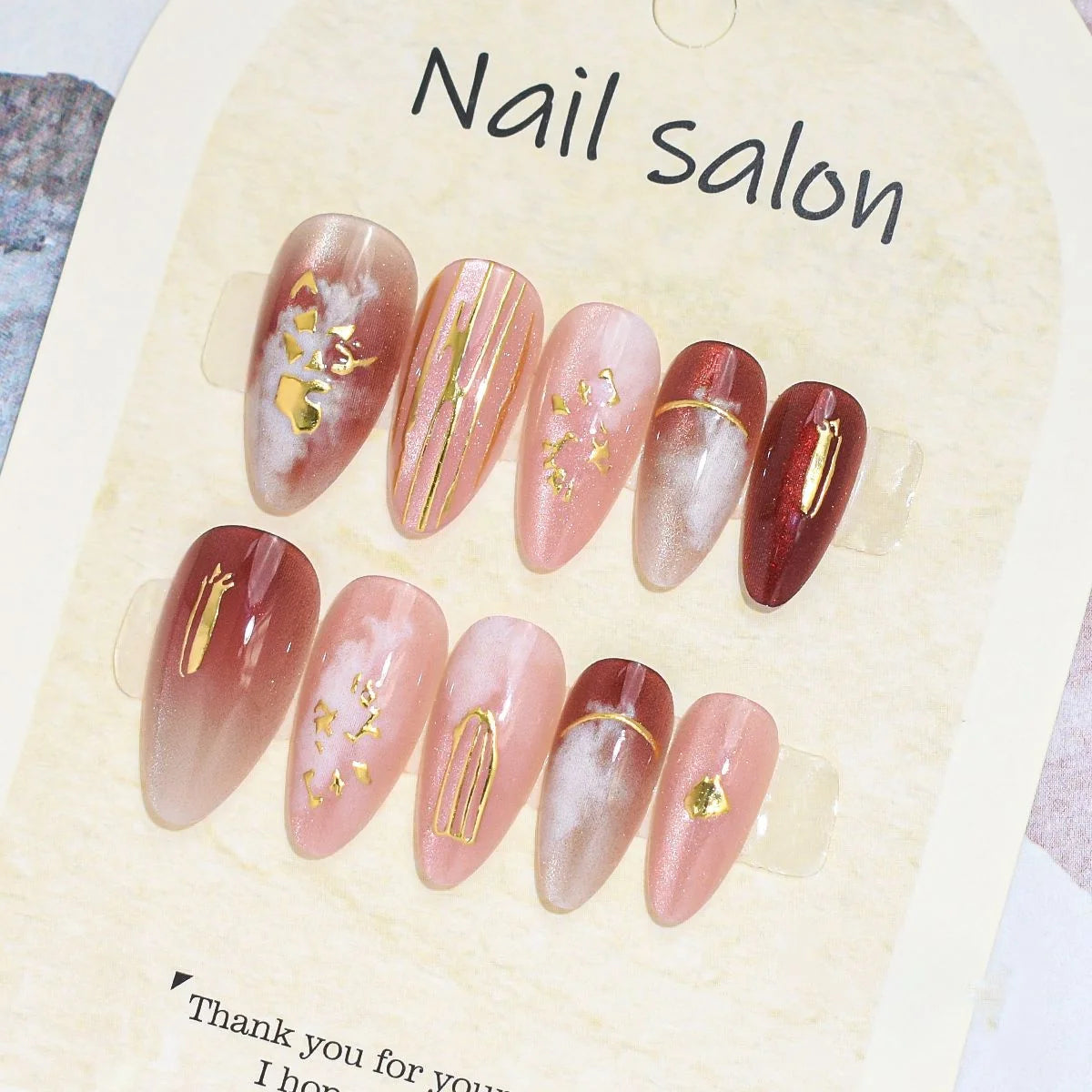 Press-On Nail Set Cherry Blossom 24-Piece Pre-Applied Adhesive