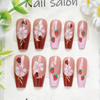 Press-On Nail Set Cherry Blossom 24-Piece Pre-Applied Adhesive