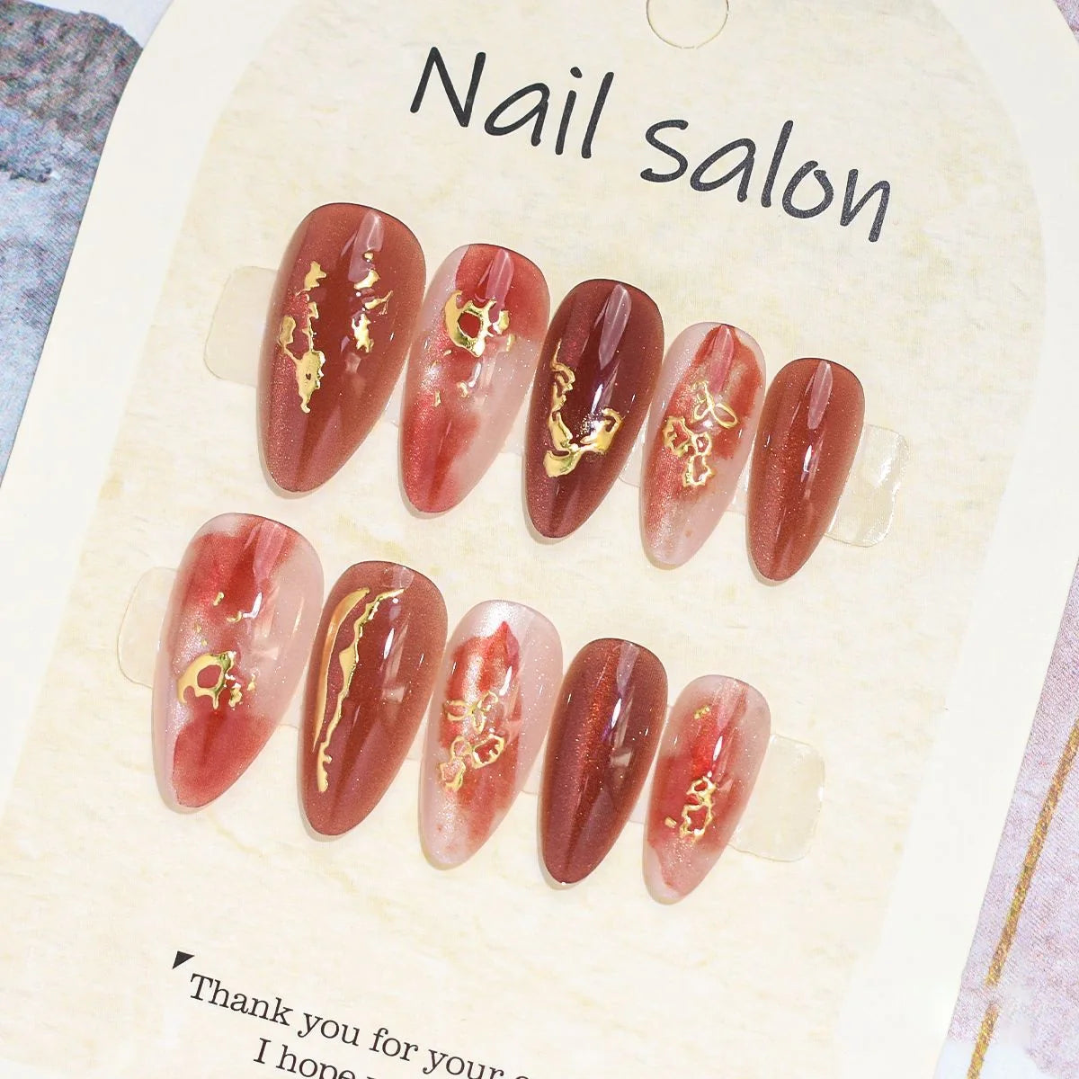 Press-On Nail Set Cherry Blossom 24-Piece Pre-Applied Adhesive