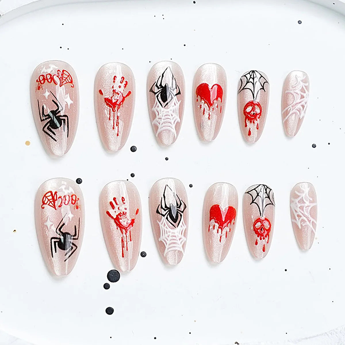 Press-On Nail Set Cherry Blossom 24-Piece Pre-Applied Adhesive