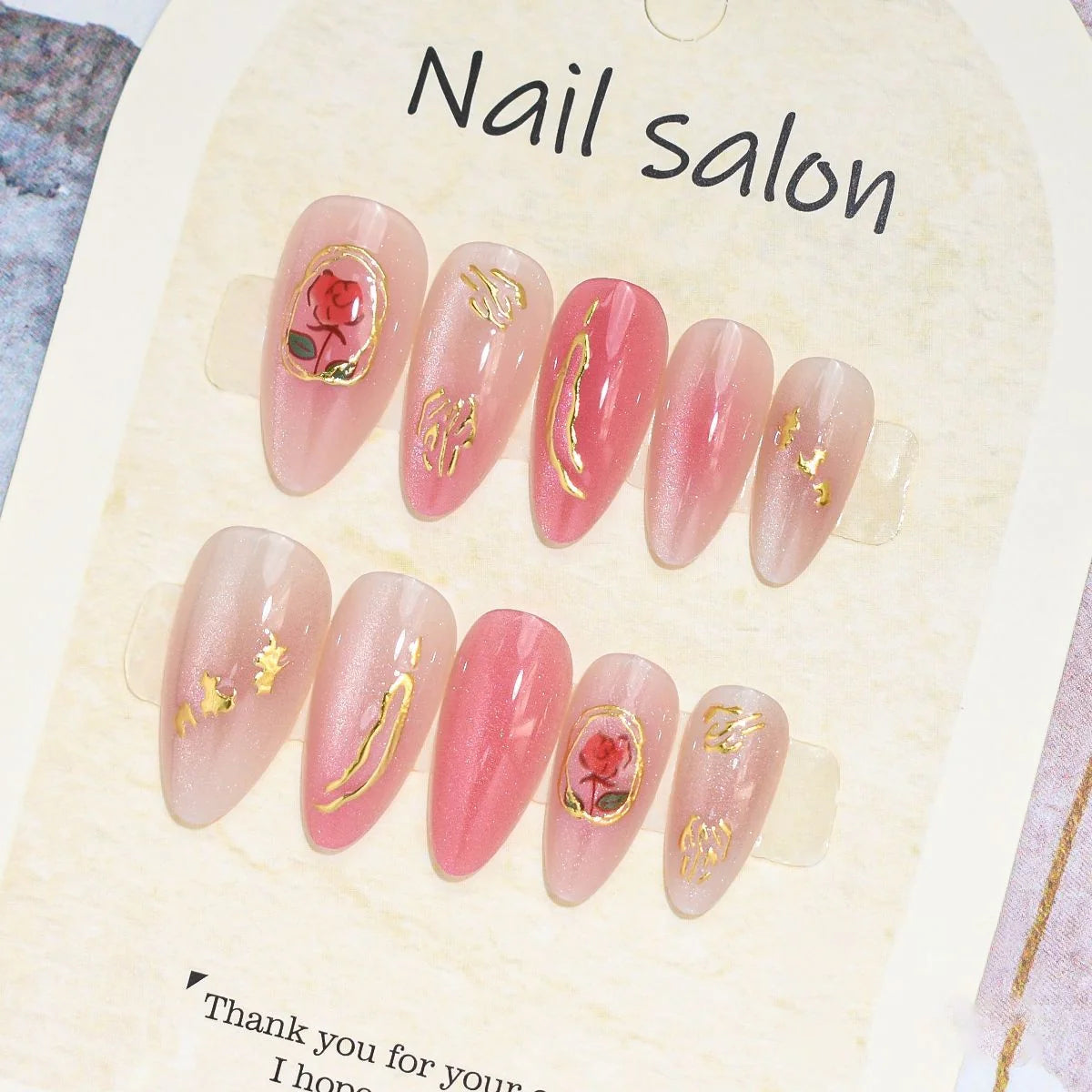 Press-On Nail Set Cherry Blossom 24-Piece Pre-Applied Adhesive