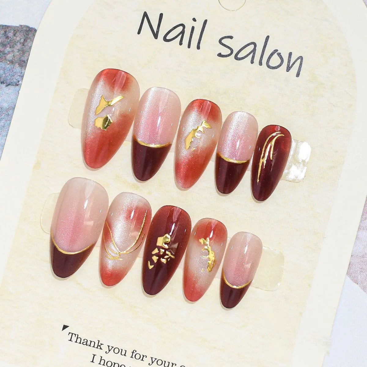 Press-On Nail Set Cherry Blossom 24-Piece Pre-Applied Adhesive