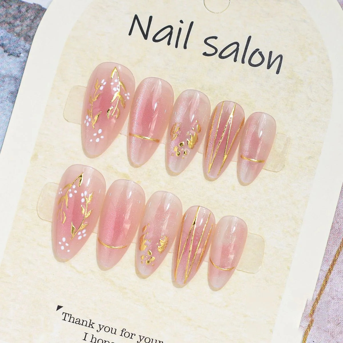 Press-On Nail Set Cherry Blossom 24-Piece Pre-Applied Adhesive