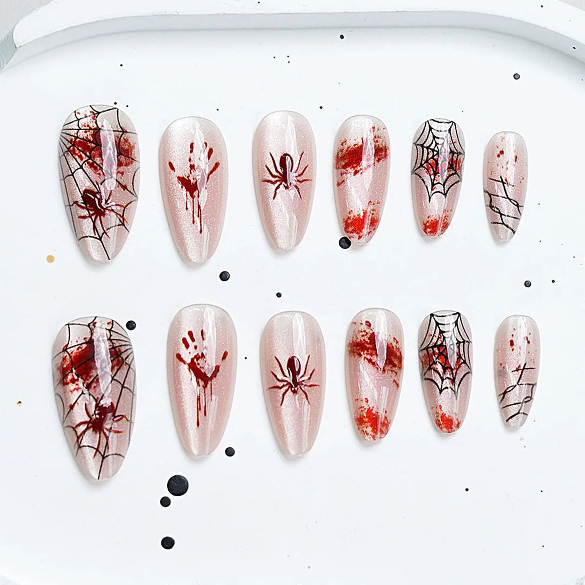Press-On Nail Set Cherry Blossom 24-Piece Pre-Applied Adhesive