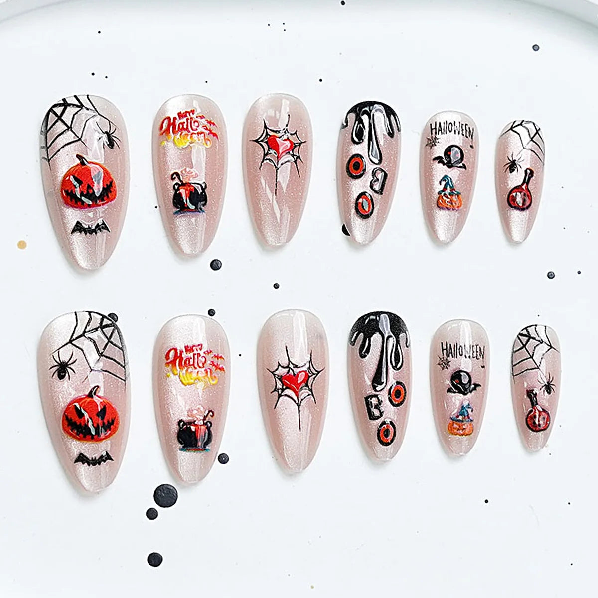 Press-On Nail Set Cherry Blossom 24-Piece Pre-Applied Adhesive