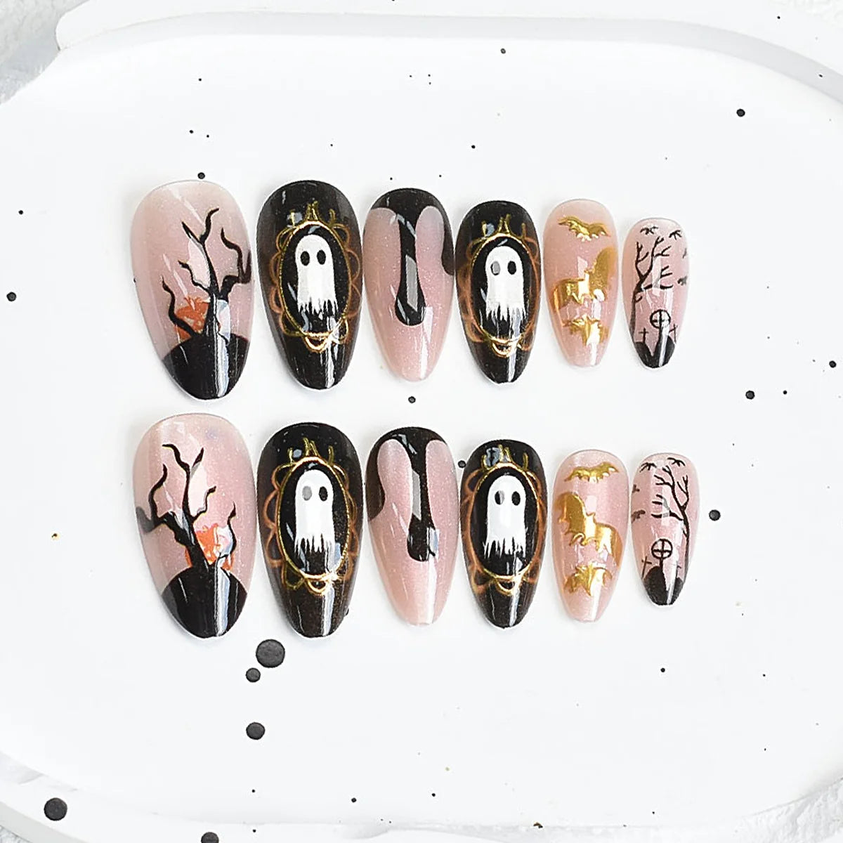 Press-On Nail Set Cherry Blossom 24-Piece Pre-Applied Adhesive