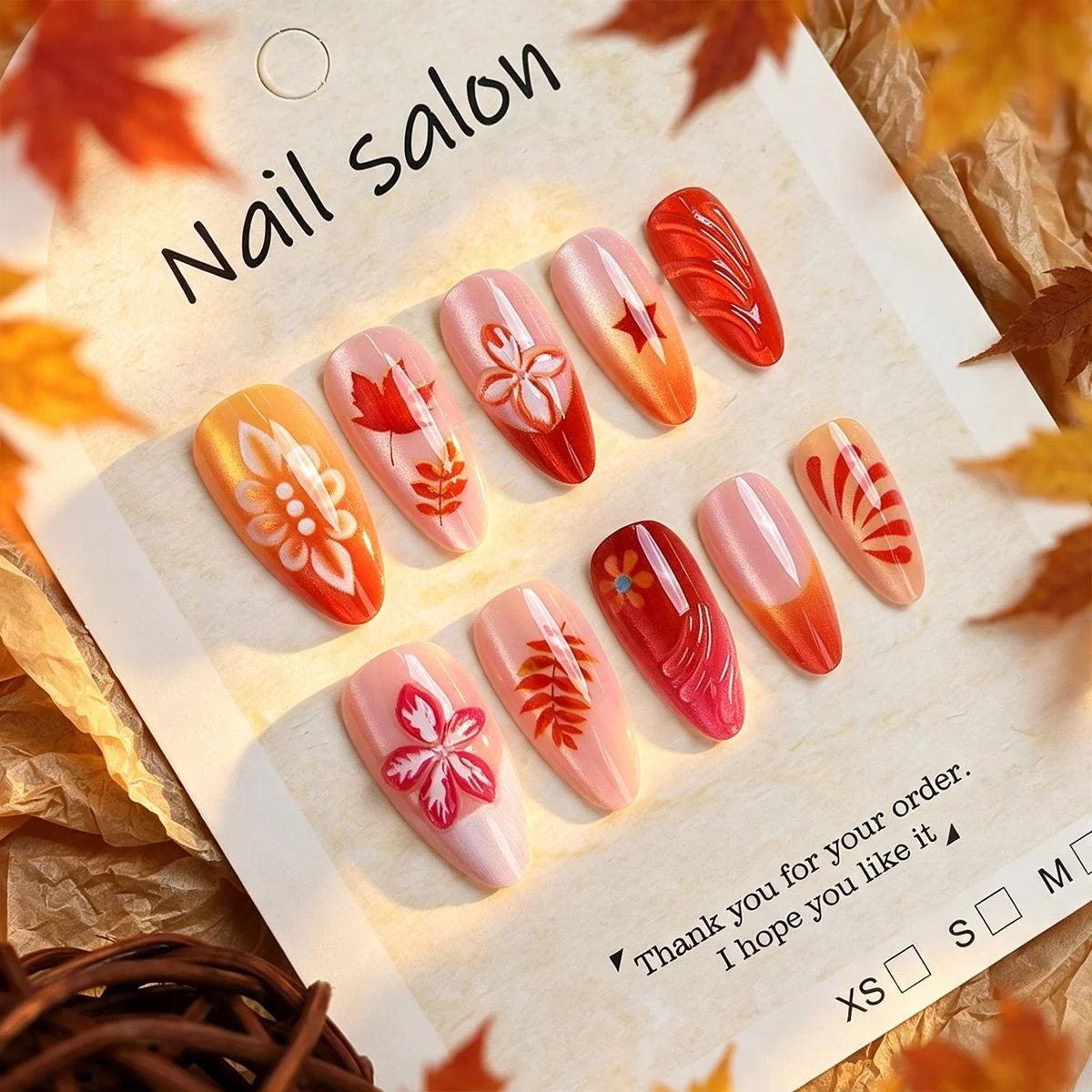 Press-On Nail Set Cherry Blossom 24-Piece Pre-Applied Adhesive