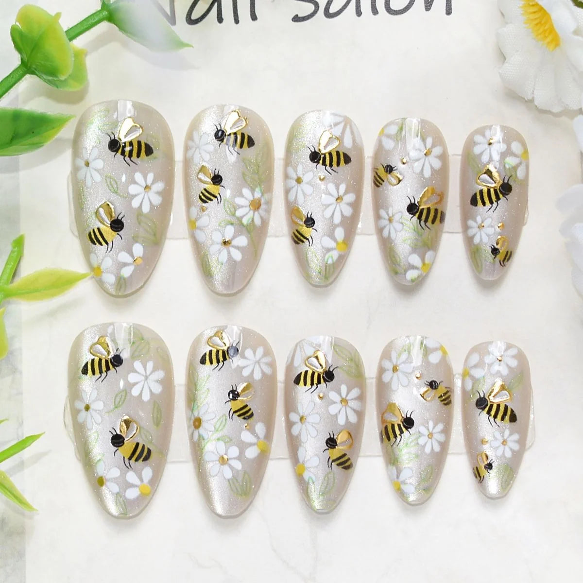 Press-On Nail Set Cherry Blossom 24-Piece Pre-Applied Adhesive