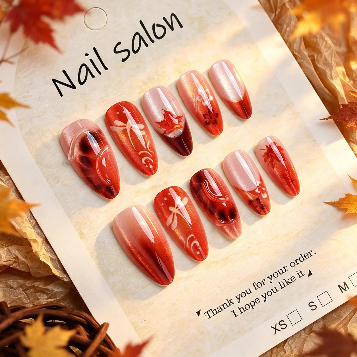 Press-On Nail Set Cherry Blossom 24-Piece Pre-Applied Adhesive