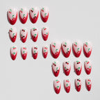 Press-On Nail Set Cherry Blossom Accent Durable Acrylic