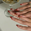 Press-On Nail Set Cherry Blossom Accent Durable Acrylic