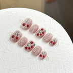 Press-On Nail Set Cherry Blossom & Crystal Accents