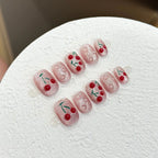 Press-On Nail Set Cherry Blossom & Crystal Accents
