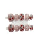 Press-On Nail Set Cherry Blossom & Crystal Accents