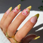 Press-On Nail Set Cherry Blossom Design & Easy Application