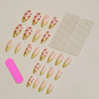 Press-On Nail Set Cherry Blossom Design & Easy Application