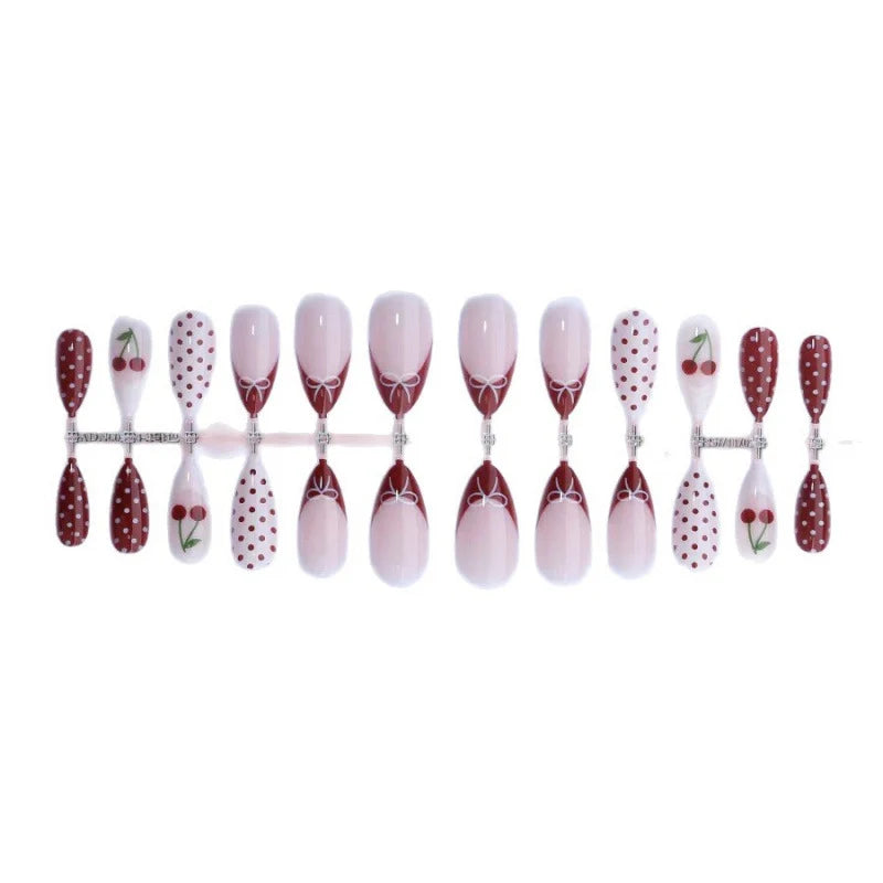 Press-On Nail Set Cherry Blossom Design Easy Application