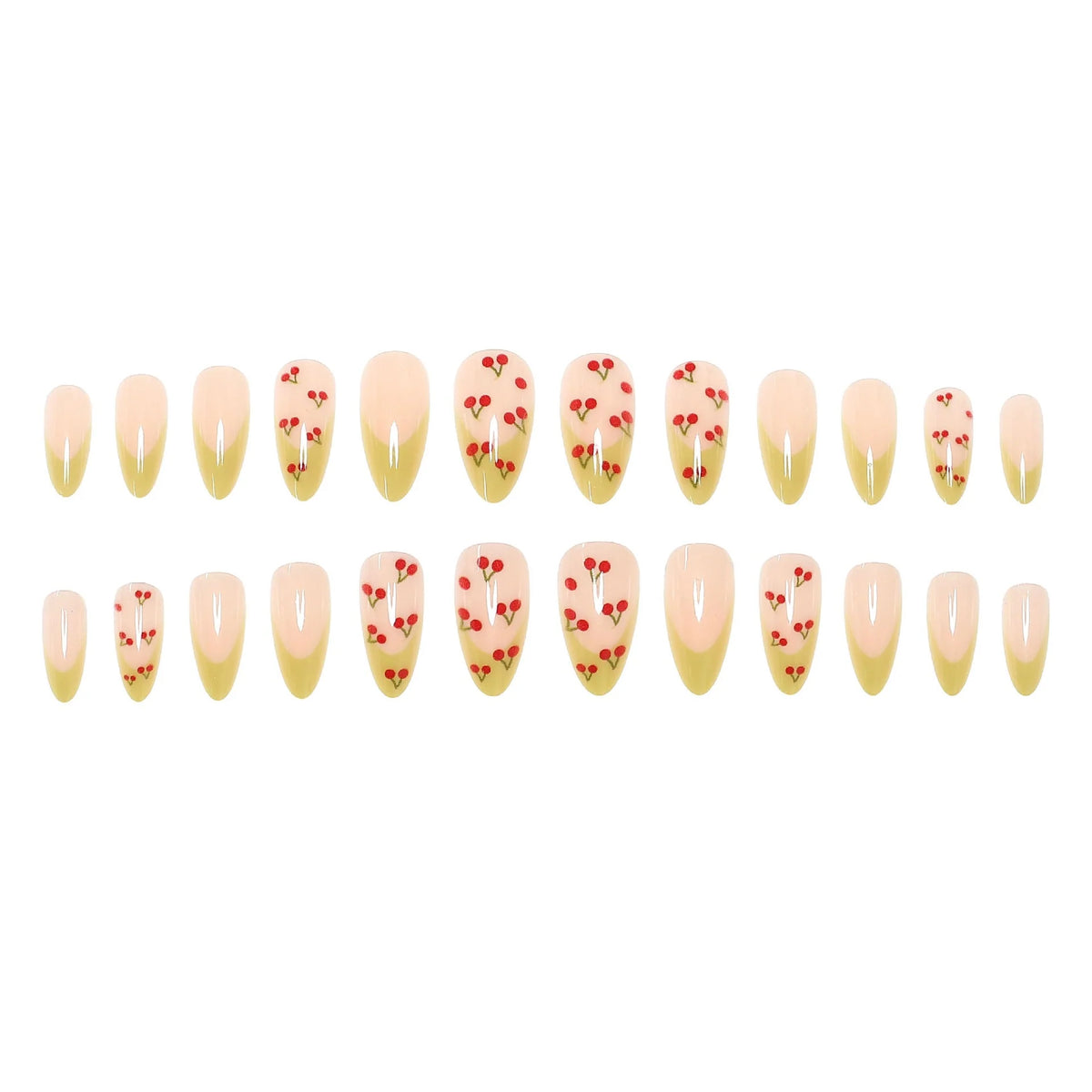 Press-On Nail Set Cherry Blossom Design & Easy Application