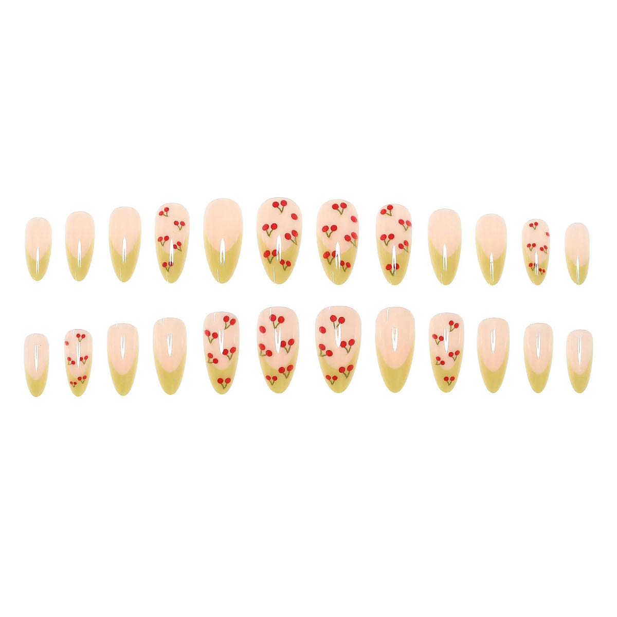 Press-On Nail Set Cherry Blossom Design & Easy Application