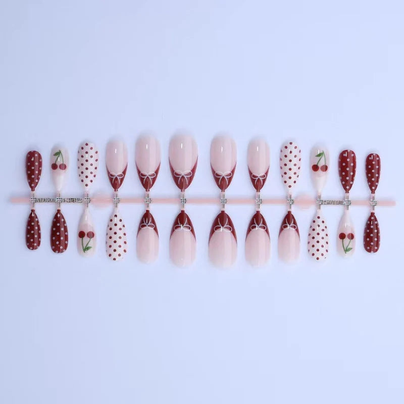 Press-On Nail Set Cherry Blossom Design Easy Application