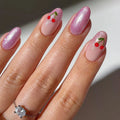 Press-On Nail Set Cherry Blossom Design Flexible Fit