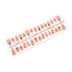 Press-On Nail Set Cherry Blossom & Gold Accents
