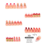 Press-On Nail Set Cherry Blossom Gold Accents