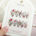Press-On Nail Set Cherry Blossom & Leopard Print Peel-Off Adhesive