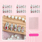 Press-On Nail Set Cherry Blossom & Leopard Print Peel-Off Adhesive