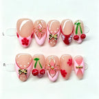 Press-On Nail Set Cherry Blossom Peel-And-Stick Reusable