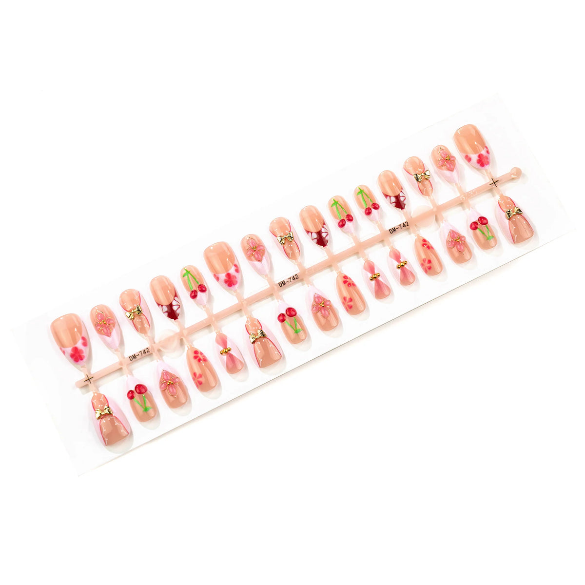 Press-On Nail Set Cherry Blossom Peel-And-Stick Reusable