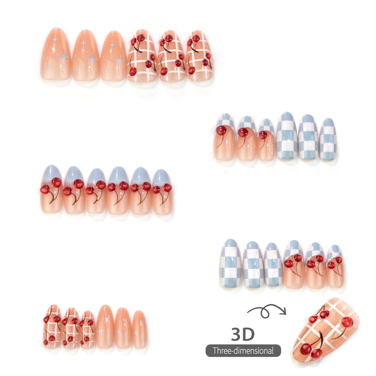 Press-On Nail Set Cherry Blossom Peel & Stick Salon-Quality